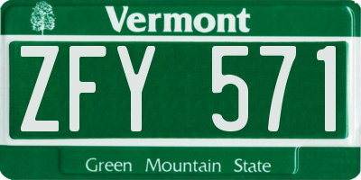 VT license plate ZFY571