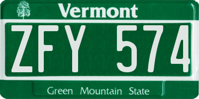 VT license plate ZFY574