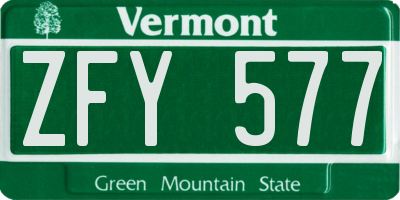 VT license plate ZFY577