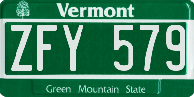 VT license plate ZFY579