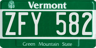 VT license plate ZFY582
