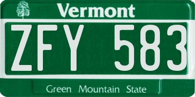 VT license plate ZFY583