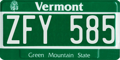 VT license plate ZFY585