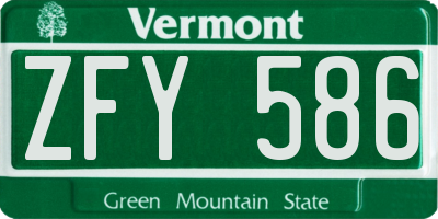 VT license plate ZFY586