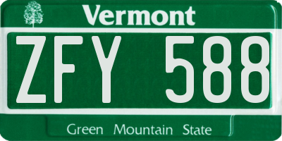 VT license plate ZFY588