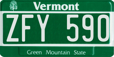 VT license plate ZFY590