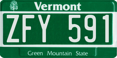 VT license plate ZFY591