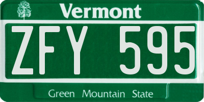 VT license plate ZFY595