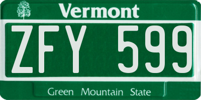 VT license plate ZFY599