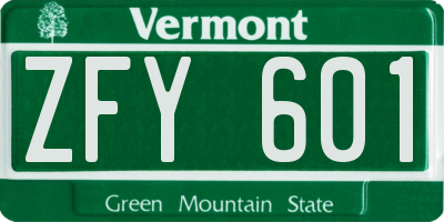 VT license plate ZFY601