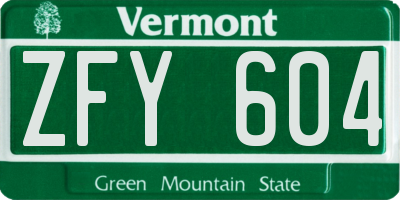 VT license plate ZFY604