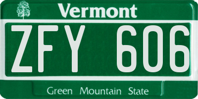 VT license plate ZFY606