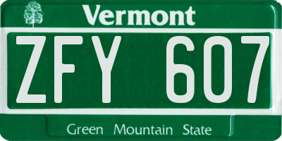 VT license plate ZFY607