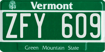 VT license plate ZFY609