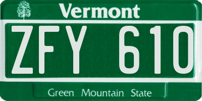 VT license plate ZFY610