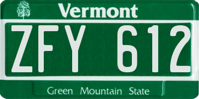 VT license plate ZFY612