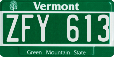 VT license plate ZFY613