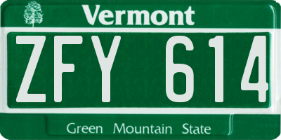 VT license plate ZFY614