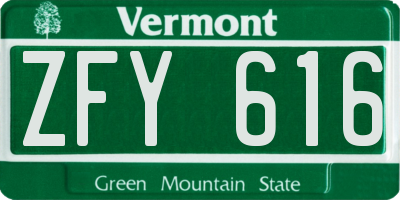 VT license plate ZFY616