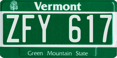 VT license plate ZFY617