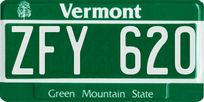 VT license plate ZFY620