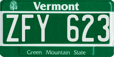 VT license plate ZFY623
