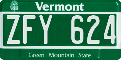 VT license plate ZFY624