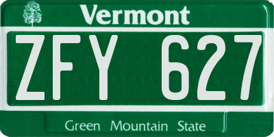 VT license plate ZFY627