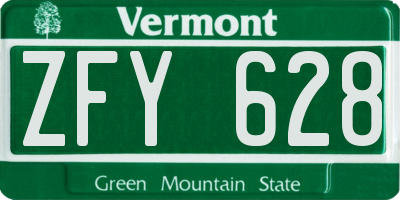 VT license plate ZFY628
