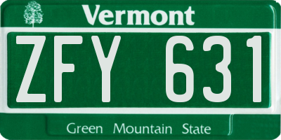 VT license plate ZFY631