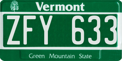 VT license plate ZFY633
