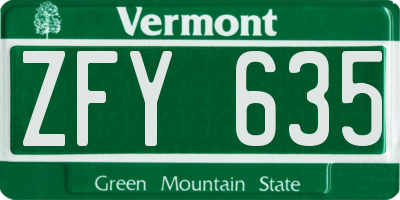 VT license plate ZFY635