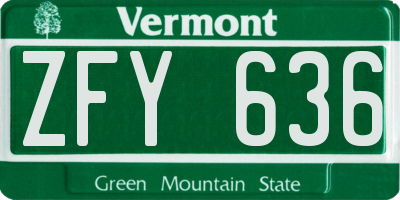 VT license plate ZFY636