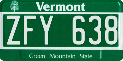 VT license plate ZFY638