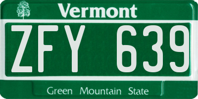 VT license plate ZFY639