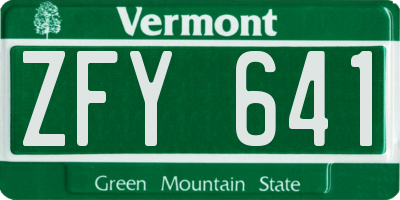 VT license plate ZFY641