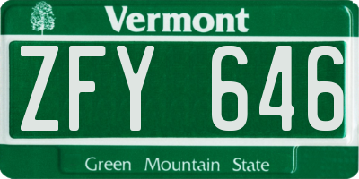 VT license plate ZFY646