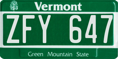 VT license plate ZFY647