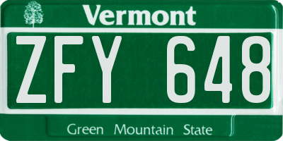 VT license plate ZFY648
