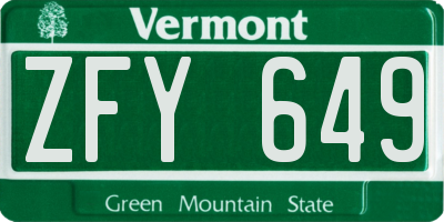 VT license plate ZFY649