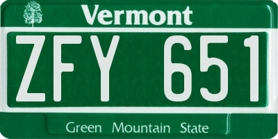 VT license plate ZFY651