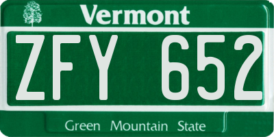 VT license plate ZFY652