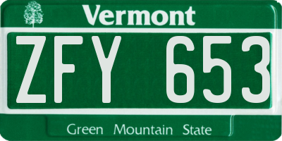 VT license plate ZFY653