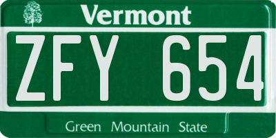 VT license plate ZFY654