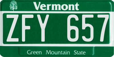 VT license plate ZFY657