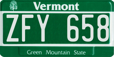 VT license plate ZFY658