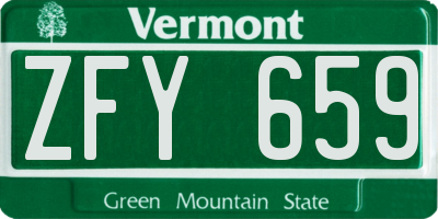 VT license plate ZFY659