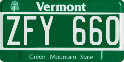 VT license plate ZFY660