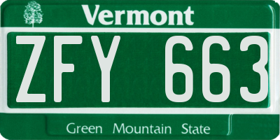 VT license plate ZFY663