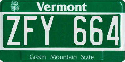 VT license plate ZFY664
